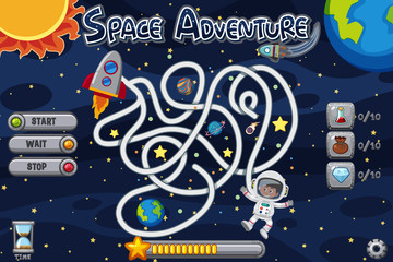 Puzzle game template with man in space