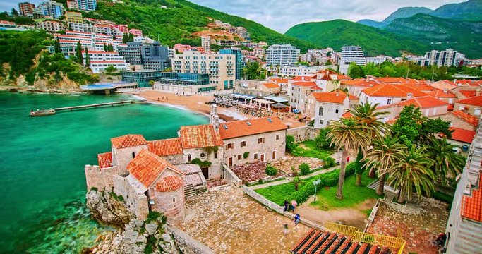 Budva Old town time lapse video with beautiful colours and motion blurr 