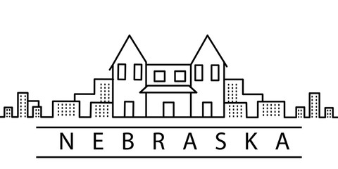 Nebraska city line icon. Element of USA states illustration icons. Signs, symbols can be used for web, logo, mobile app, UI, UX - obrazy, fototapety, plakaty