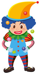Single character of circus clown on white background