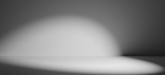 white room spotlight on ground and wall 3d-illustration