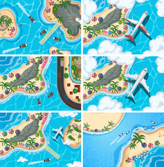 Set of aerial view scenes