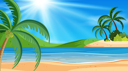 Landscape background design with ocean at day