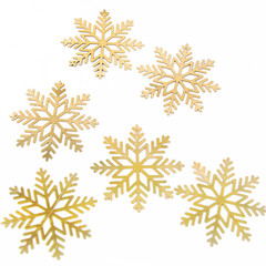 Papiersterne Papier Schneeflocke in gold isoliert: Dekoration Weihnachten