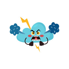 Cute cloud and zippers. Emotions, anger. Vector illustrations can use for cards, fridge magnets, stickers, posters, funny print, interior design.