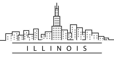 Illinois city line icon. Element of USA states illustration icons. Signs, symbols can be used for web, logo, mobile app, UI, UX