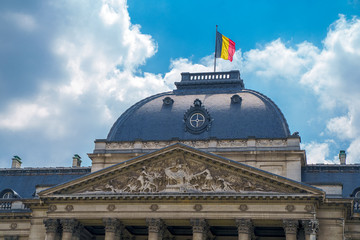 Royal Palace in City of Brussels in Belgium at sunny summer day