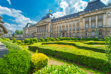 Royal Palace in City of Brussels in Belgium at sunny summer day