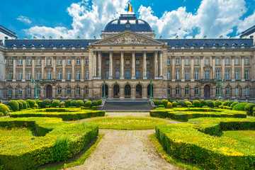 Royal Palace in City of Brussels in Belgium at sunny summer day