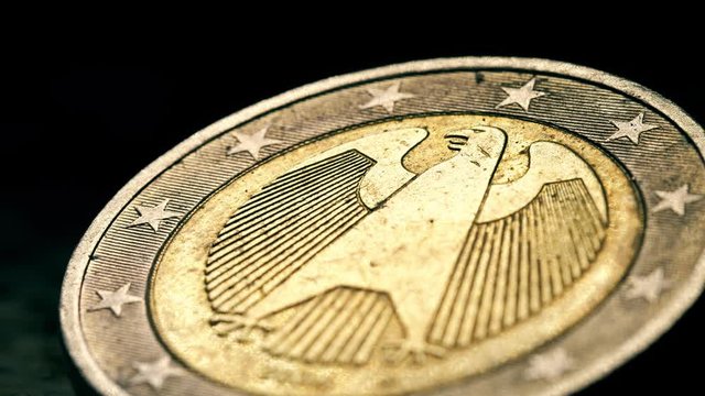 Eagle on German Euro coin, macro shot