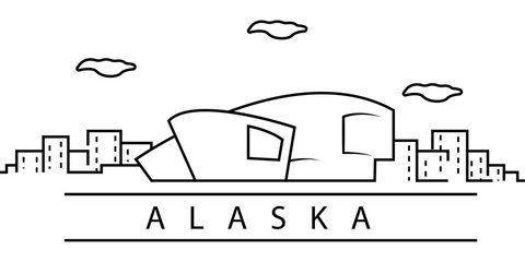 Alaska city line icon. Element of USA states illustration icons. Signs, symbols can be used for web, logo, mobile app, UI, UX