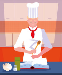 professional chef cooking in kitchen scene