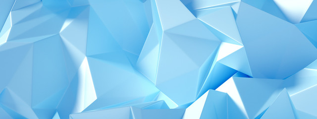 Fototapeta na wymiar Blue, turquoise background with crystals, triangles. 3d illustration, 3d rendering.