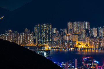 Fototapeta na wymiar Hong Kong cityscape at night, sky scraper building