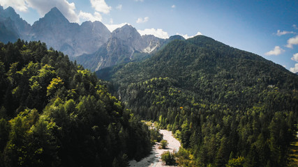 Triglav mountains in triglav national park, part of Julian Alps in Slovenia.