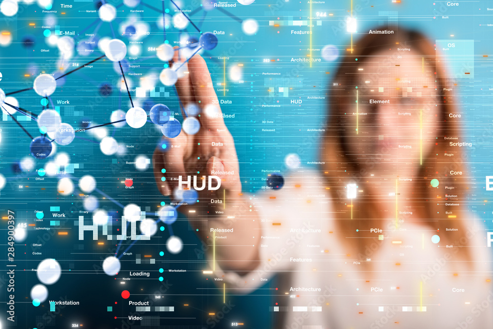 Poster Abstract Futuristic infographic with Visual data complexity