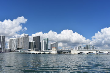 Views of the city of Miami. Tall buildings.