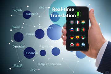 Concept of real time translation with smartphone app