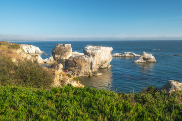 Cliffs, Arches, and Caves Around the Margo Dodd Park Beach in California. Beautiful Place for Birdwatching, Kayaking, Snorkeling
