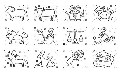 Zodiac Signs Vector Illustration Set