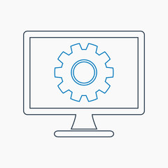 Computer Service Icon. Line style vector EPS.