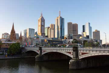 Fototapeta na wymiar Melbourne Skyline at Sunset