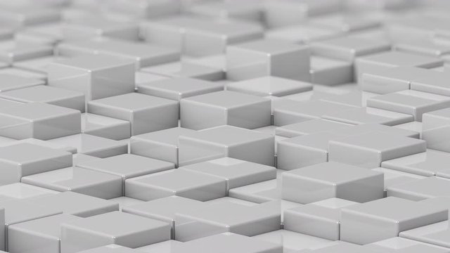 White cubes moving up and down in a random pattern.