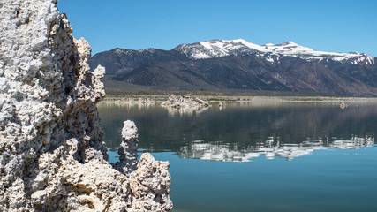 Mono Lake Tufa State Natural Reserve, California. Tufa Towers, and Mountains in Background. Mono County, California