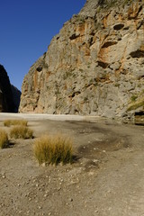 Die Felsenschlucht Torrent de Pareis bei Sa Calobra in der Serra de Tramuntana,  Mallorca, Balearen, Spanien
