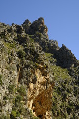 Die Felsenschlucht Torrent de Pareis bei Sa Calobra in der Serra de Tramuntana,  Mallorca, Balearen, Spanien