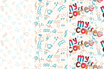 My coffee pattern set vector illustration in hand drawn style