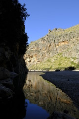 Die Felsenschlucht Torrent de Pareis bei Sa Calobra in der Serra de Tramuntana,  Mallorca, Balearen, Spanien