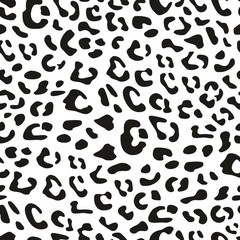 Seamless leopard vector pattern, animal tile black and white print background