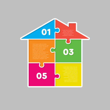 House Puzzle Jigsaw Pieces Six Option Infographic