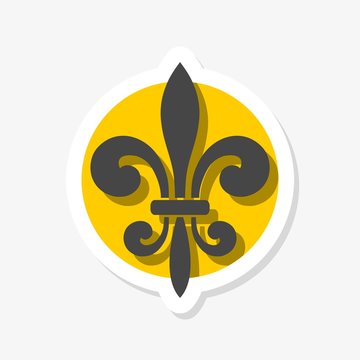 Fleur de lis black symbol, royal icon sticker