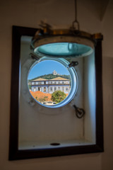Colline de Santa Luzia depuis le navire hôpital Gil Eannes à Viana do Castelo, Portugal