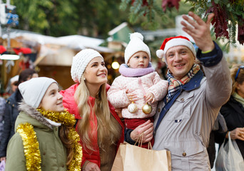 Parents and daughters  at Christmas fair