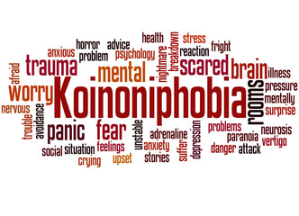Fototapeta premium Koinoniphobia fear of rooms full of people word cloud concept