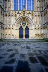 Facade of York Minster Cathedral, York, England, UK