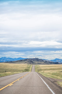 Driving south on scenic route Highway 287 south of Augusta, Central Montana, USA.