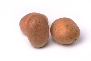 potatoes on a white background close-up