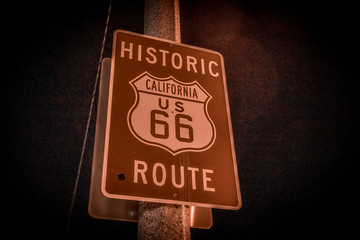 Barstow, California / United States »; August 2019: Route 66 Motel, the sign indicating the...