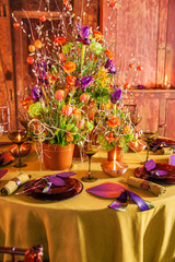 Still life of a table setup for a fancy high end wedding.