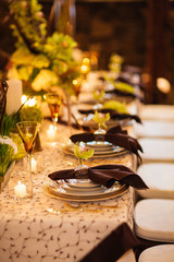 Table setting at a high end wedding.