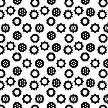 Gears, seamless pattern. Seamless black Gears pattern with isolated on white background.