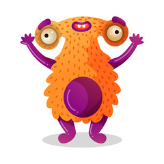 Cute cartoon monster.Raster illustration in flat cartoon style