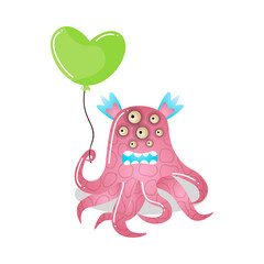 Cute cartoon monster.Raster illustration in flat cartoon style