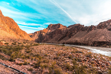 The beautiful Colorado River on the Bright Angel Trailhead route in the Grand Canyon. Arizona