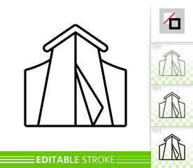 Camp tent summer awning thin line vector icon