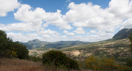 A panoramic view of Strait of Gibraltar from prerroman village of Lacipo in Casares, Cádiz